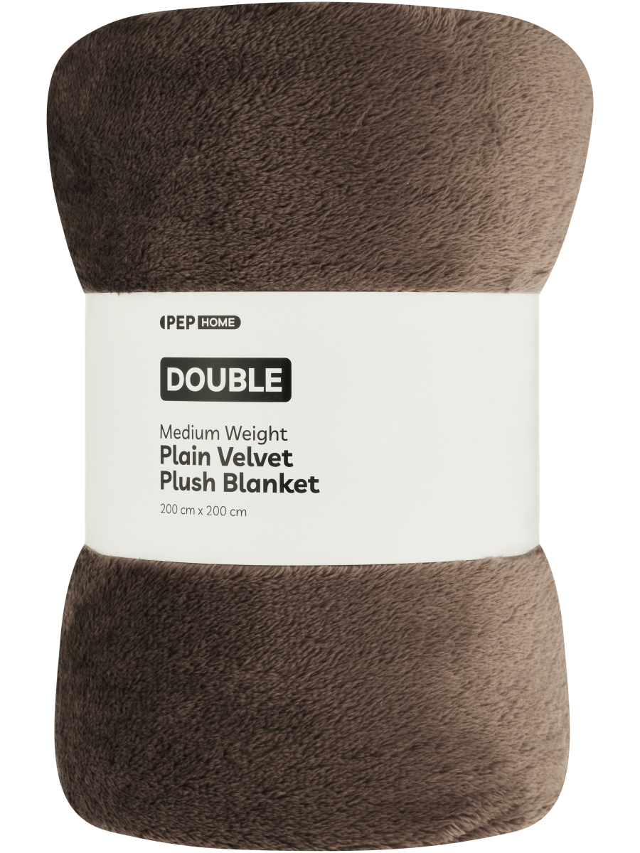 Medium Weight Plain Velvet Plush Blanket Double