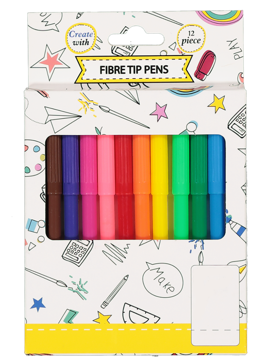 FIBER TIP PENS - 12PC NP