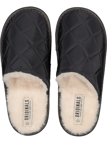 Black Faux Fur Mule Slippers