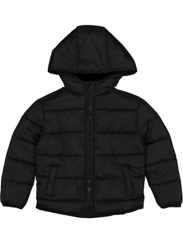 Black Zip Through Puffer Jacket