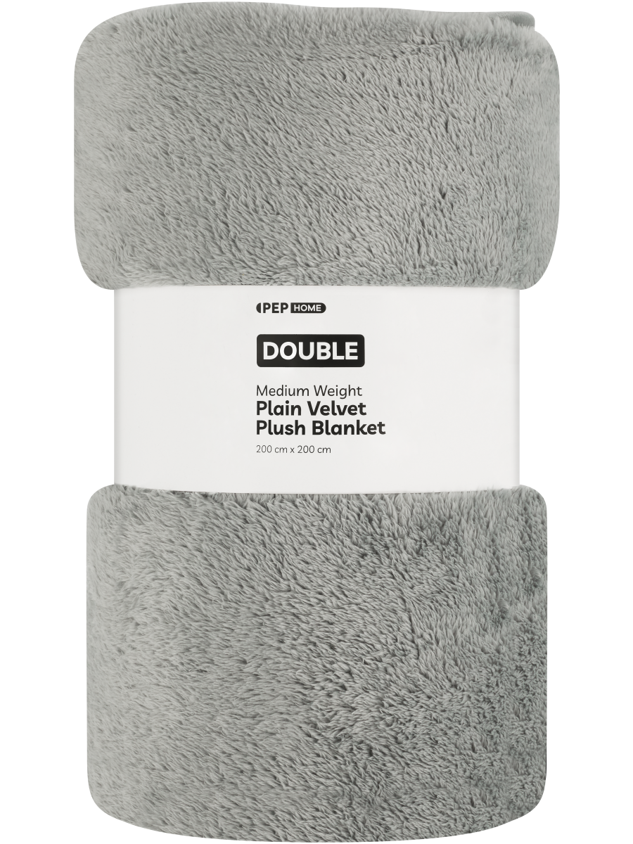 Medium Weight Plain Velvet Plush Blanket Double