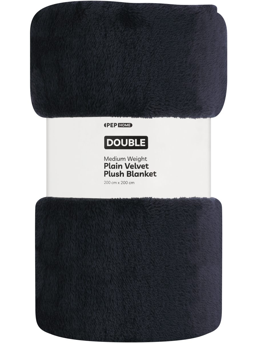 Medium Weight Plain Velvet Plush Blanket Double