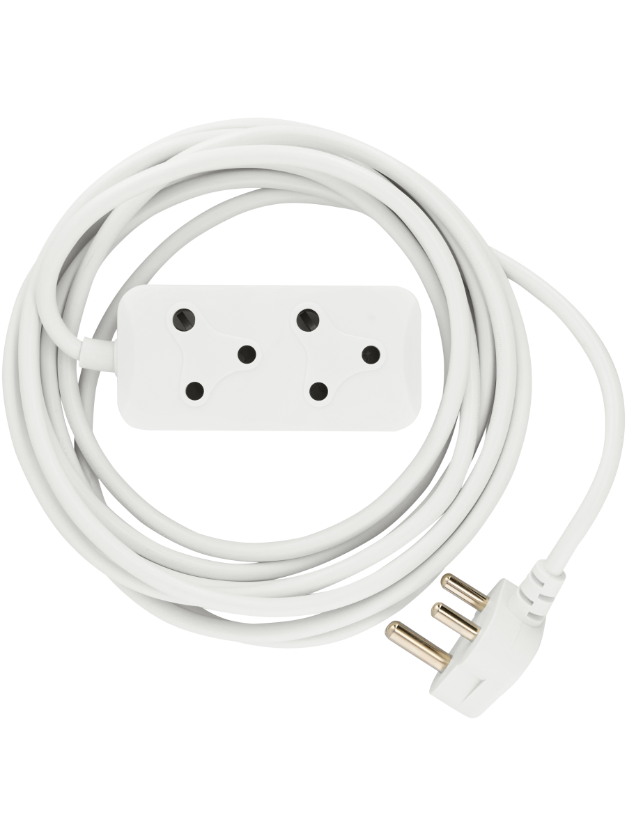 2 Power Socket Extension Cord 5 Meters