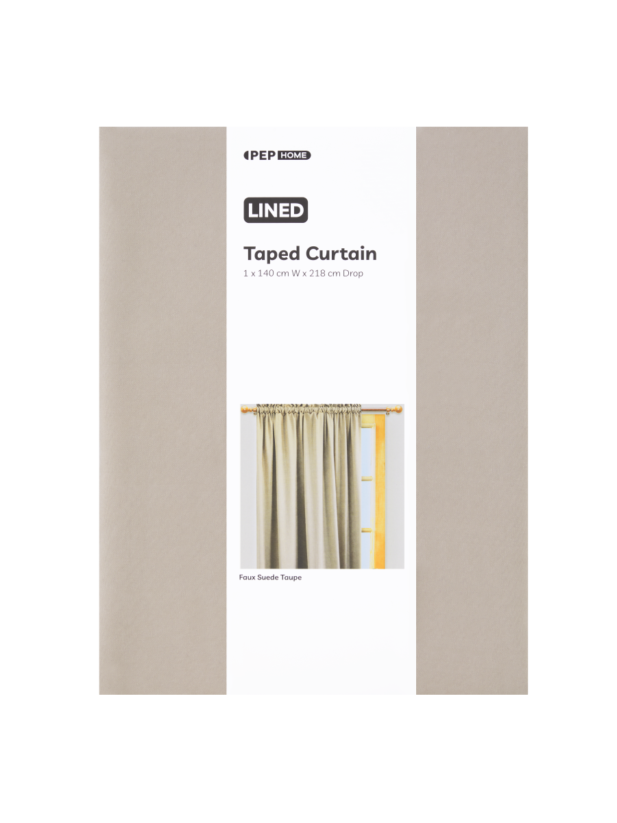 Lined Faux Suede Curtain Natural