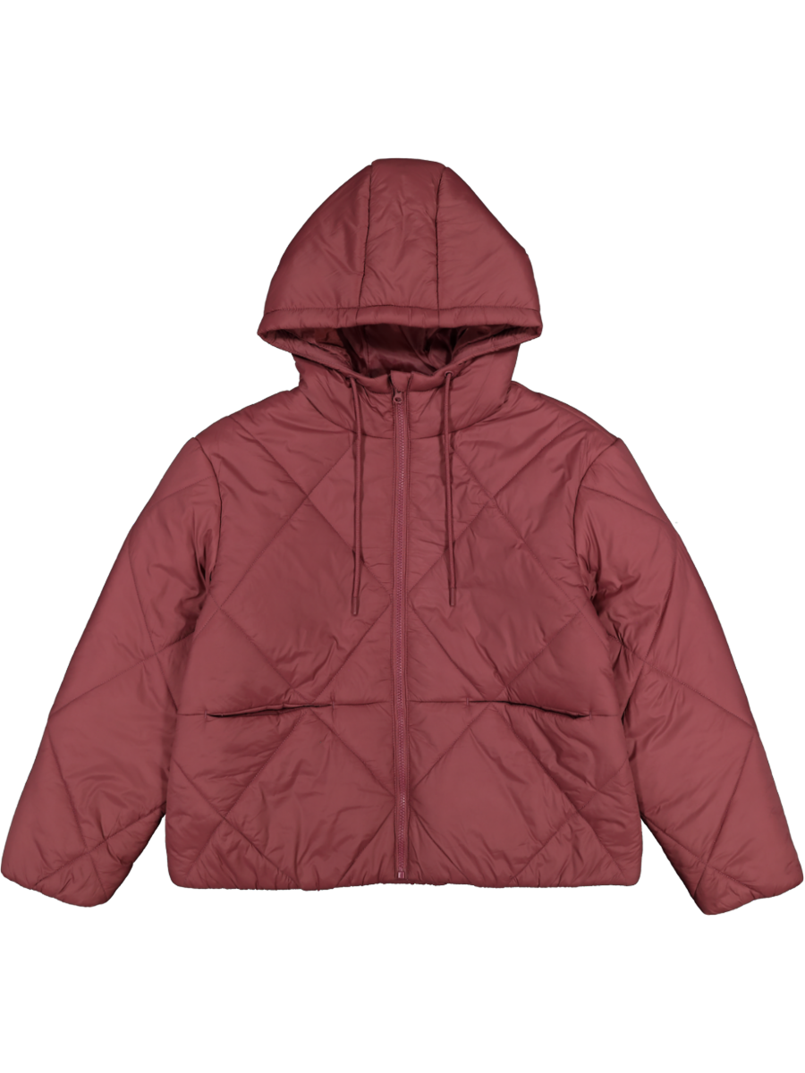 Maroon Hooded Puffer Jacket