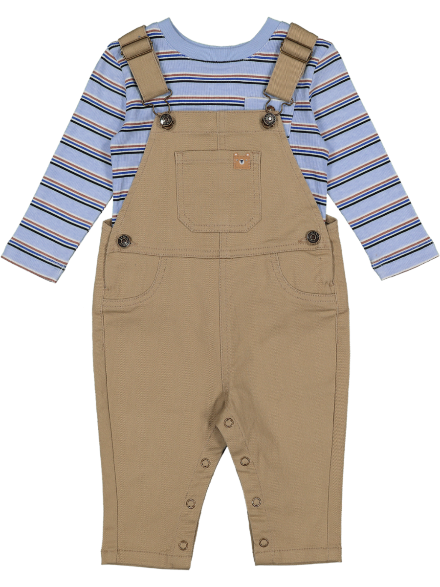 Strip Light Top And Dungaree Set