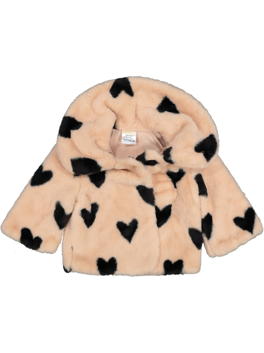 Fluffy Heart Print Jacket