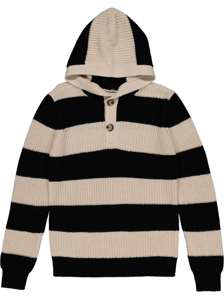 Striped Knit Hooded Sweater