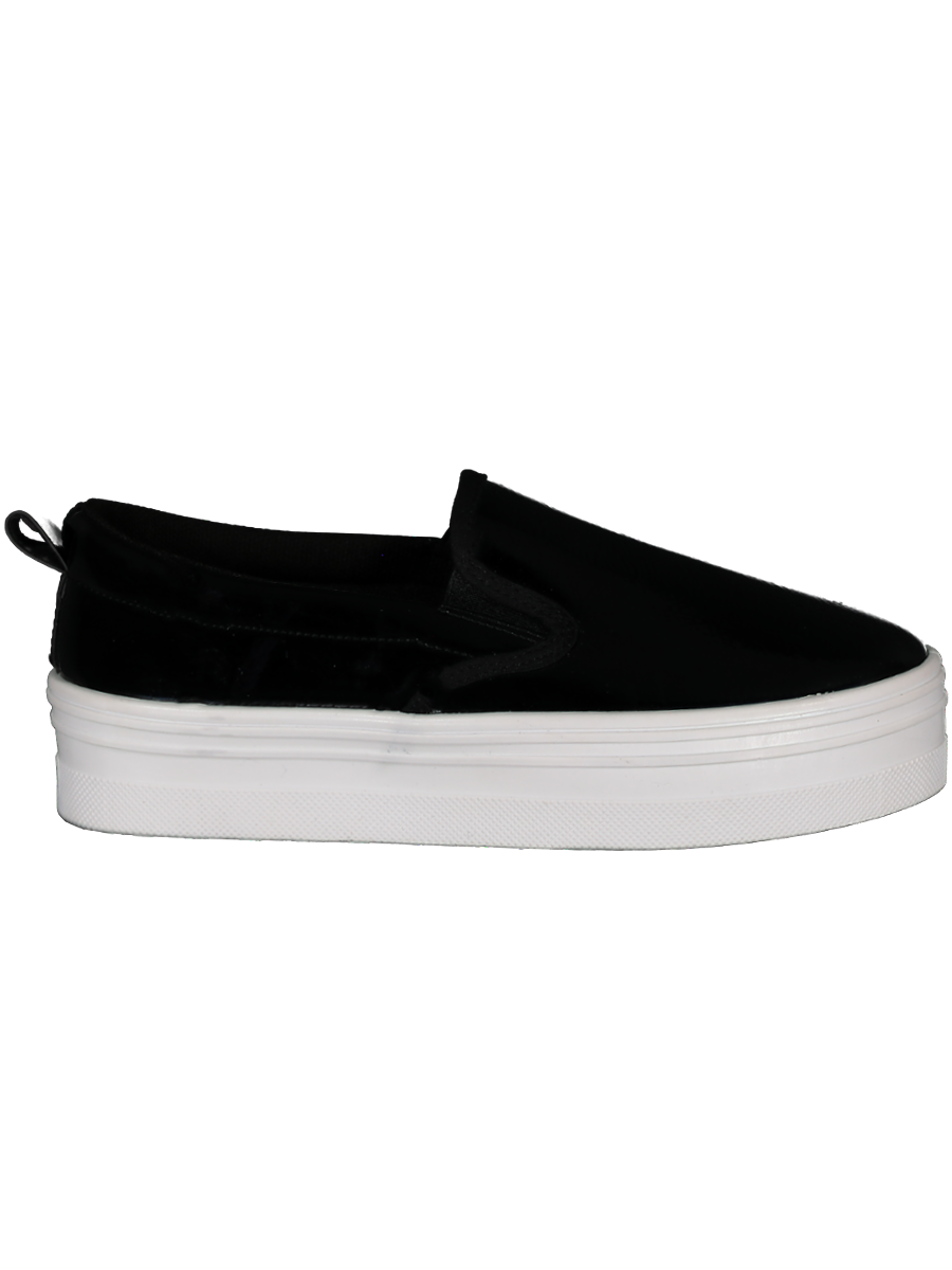 Black Shiny Slip On Sneaker