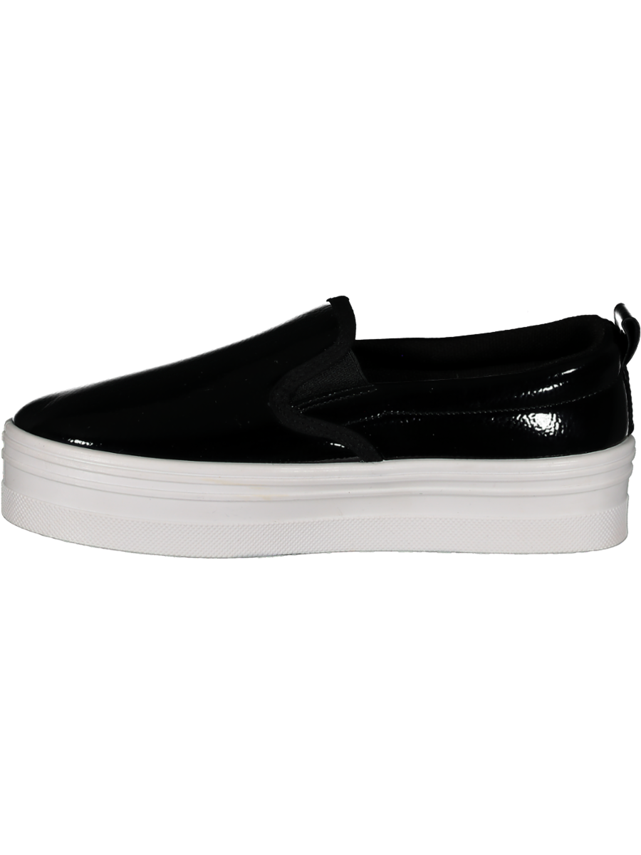 Black Shiny Slip On Sneaker