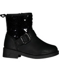 Black Buckle Strap Ankle Boot