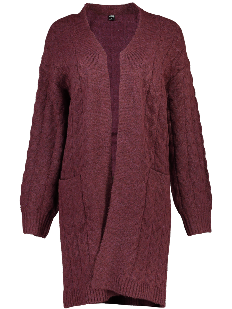 Maroon Long Knitwear Cardigan