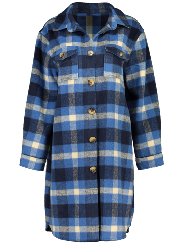 Blue Plaid Shacket Dress