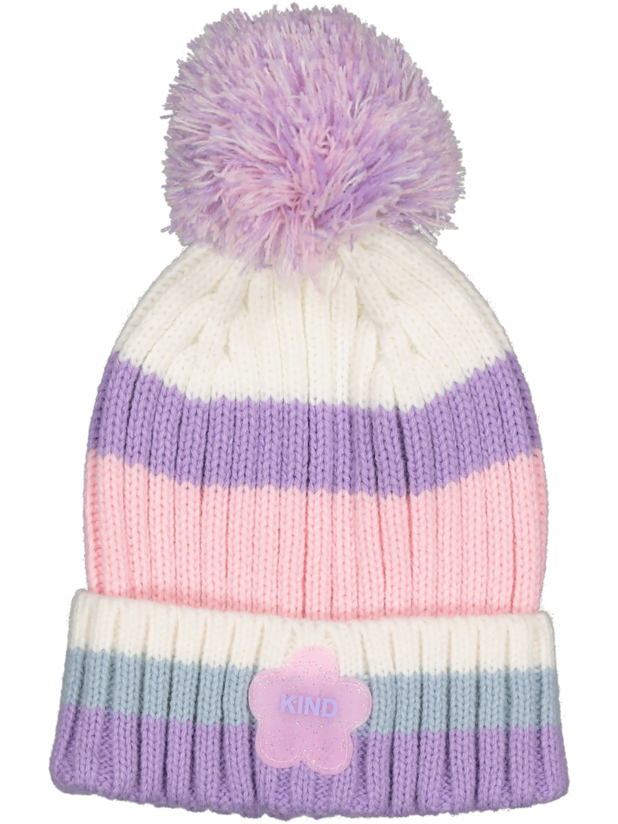 Colour Block Pom Pom Beanie