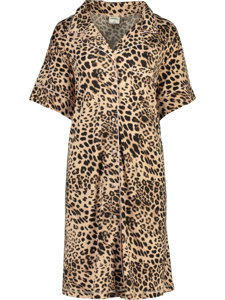 Leopard Print Button Sleep Shirt