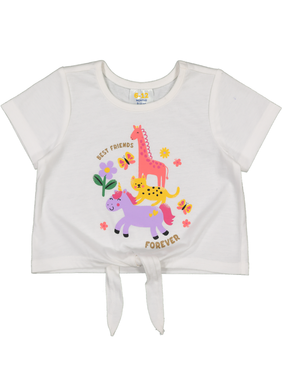 White Graphic Waist Tie Top