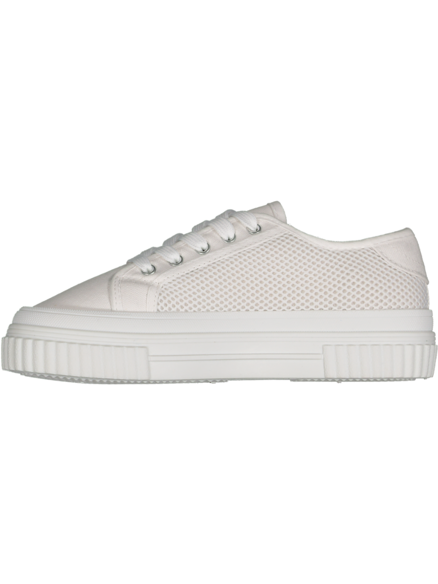 White Canvas Lace Up Sneaker