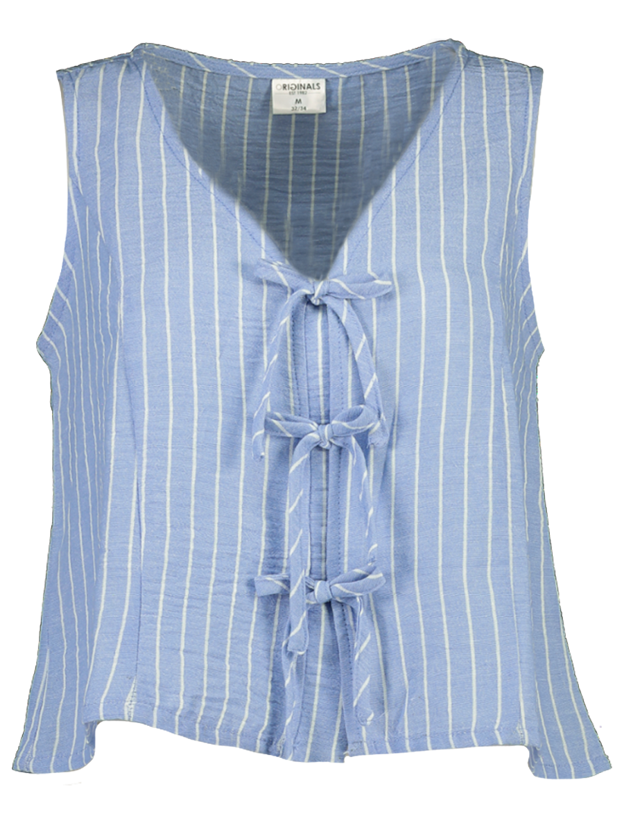 Blue String Tie Woven Vest