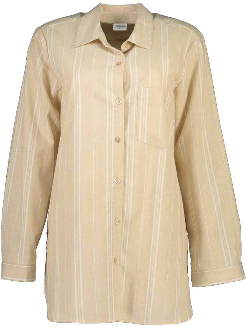 Twill Boyfriend Shirt Dark Earth Pinstripe