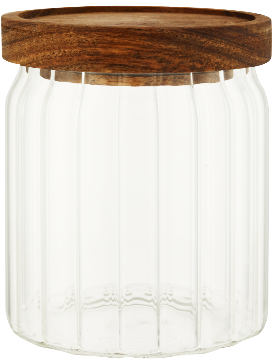 Glass Canister With Wood Lid 10x9cm