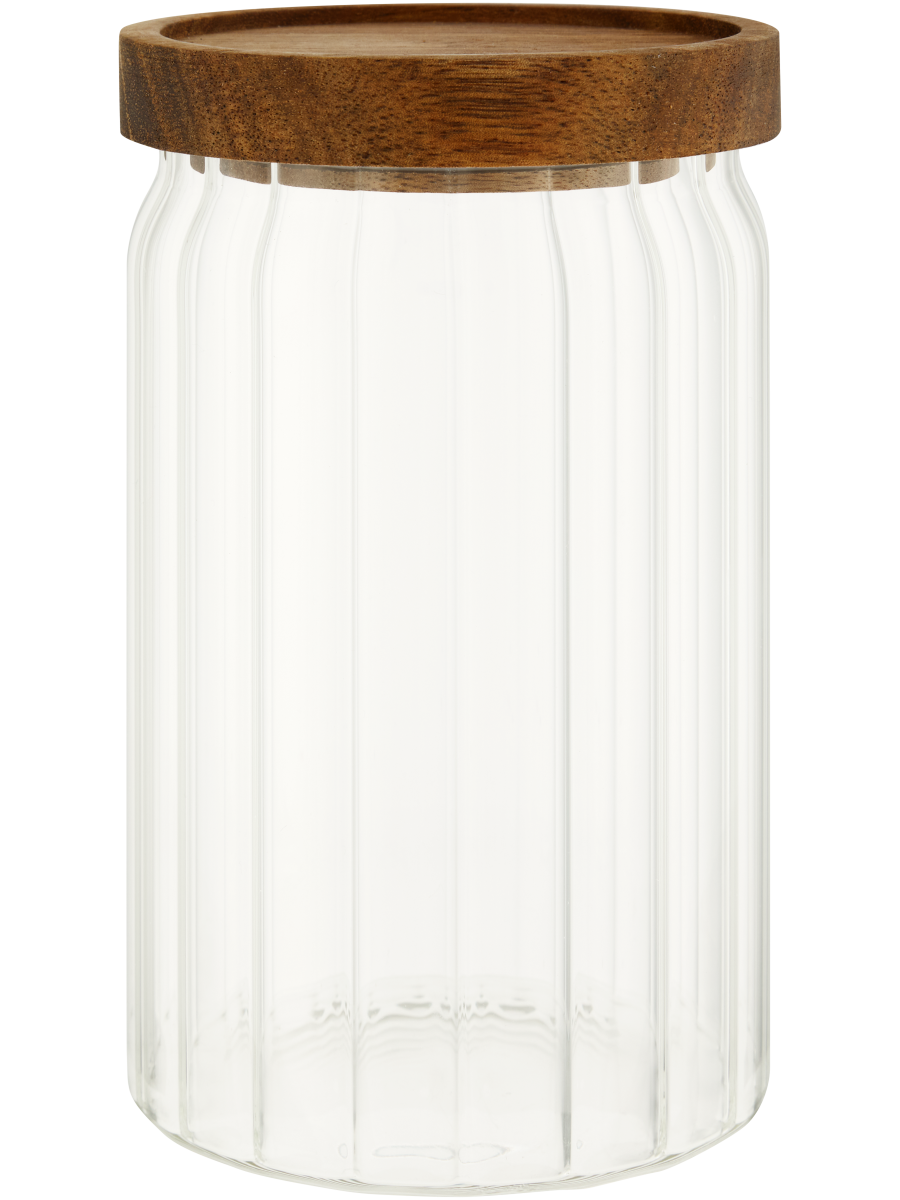 Glass Canister With Acacia Lid 15x9cm