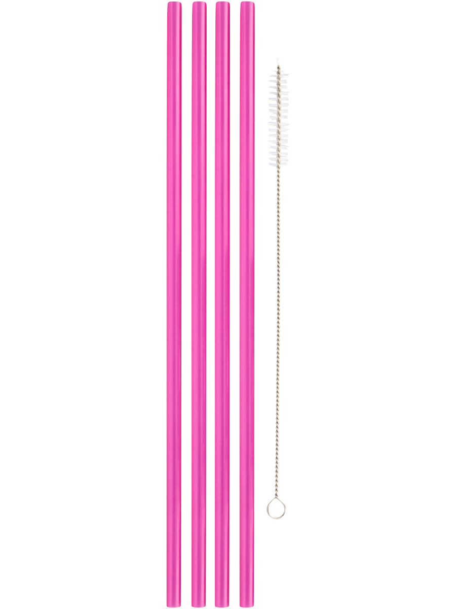 4 Pack Pink Bottle Straws