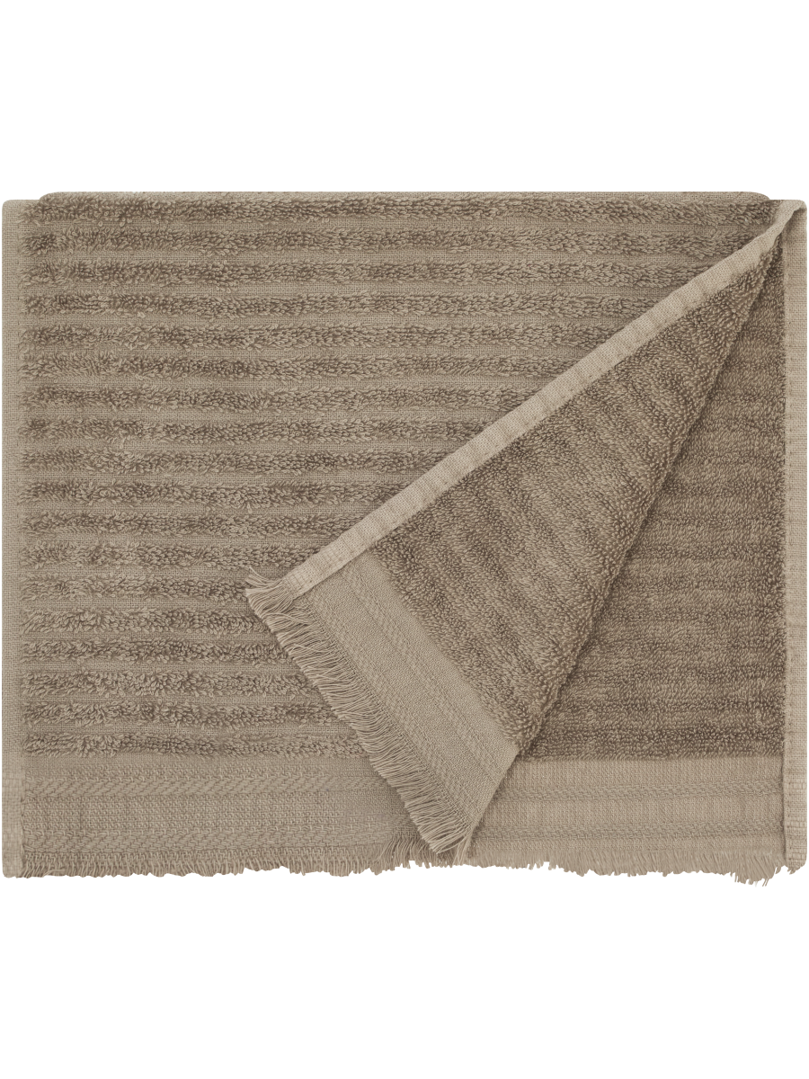 Textured Taupe Fringe Guest Towel