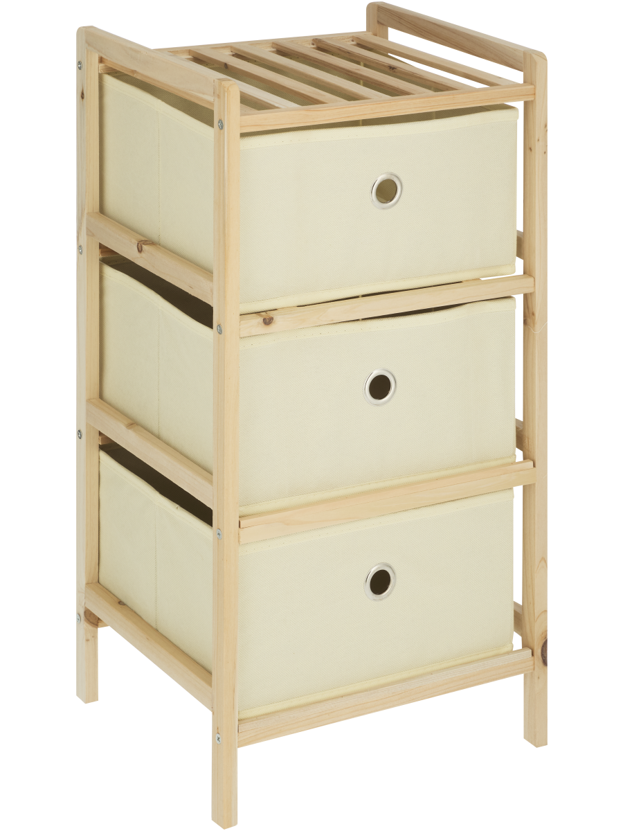 3 Tier Wooden Shelf Unit With Storage Boxes