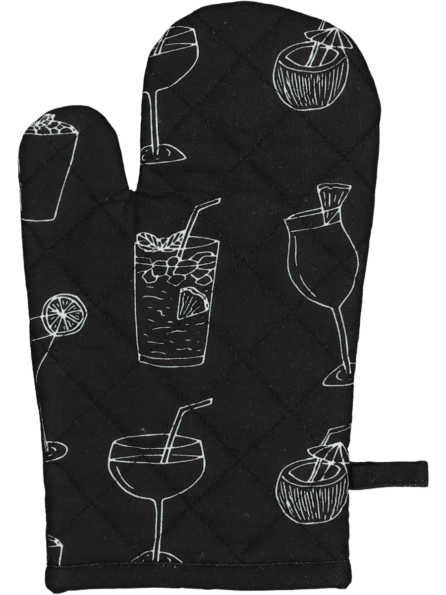Black Printed Oven Gloves