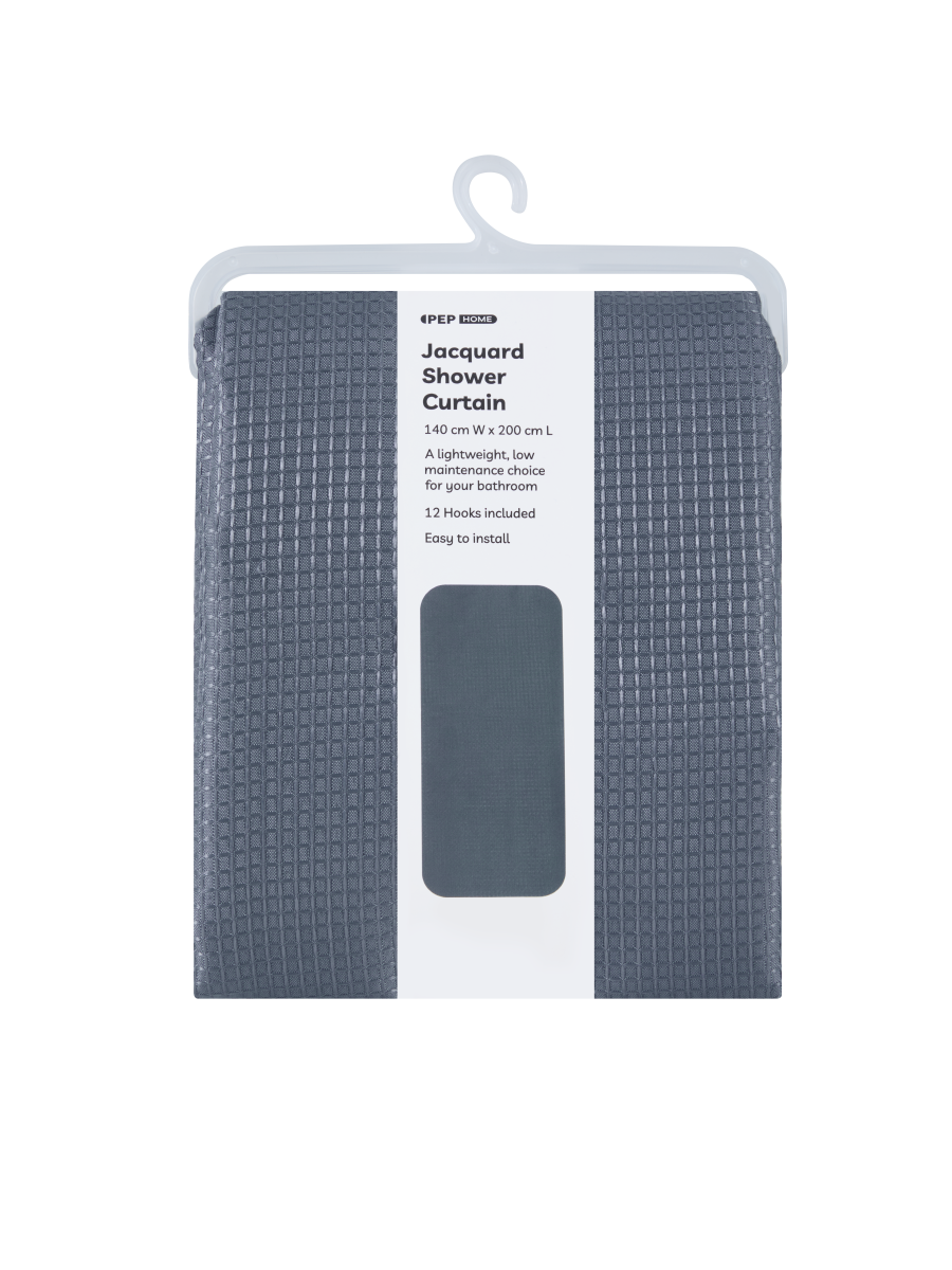 Grey Jacquard Shower Curtain (1)