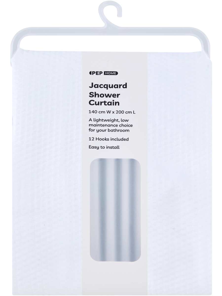 White Jacquard Shower Curtain