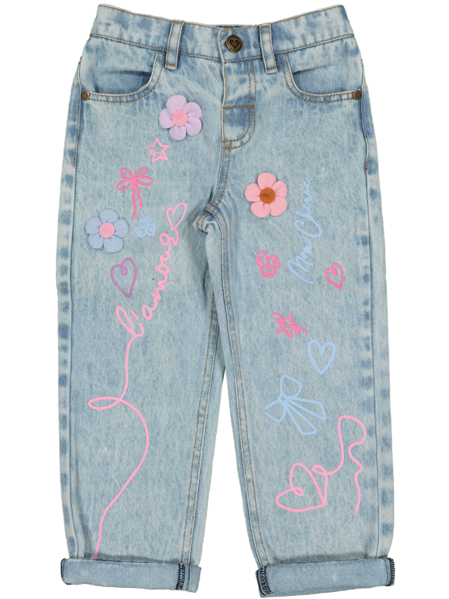Flower Detailed Fashion Denim