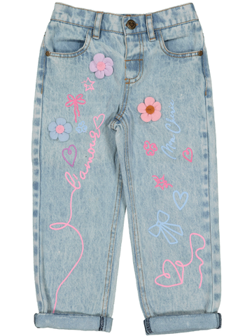 Flower Detailed Fashion Denim