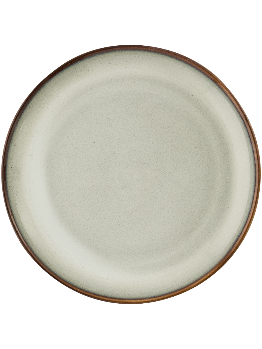 Ceramic Side Plate With Brown Rim