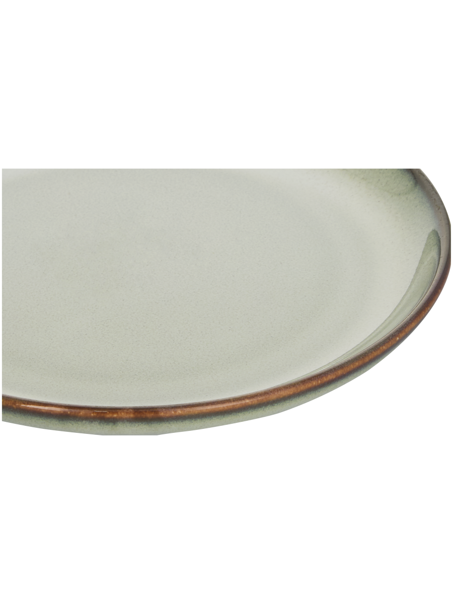 Ceramic Side Plate With Brown Rim