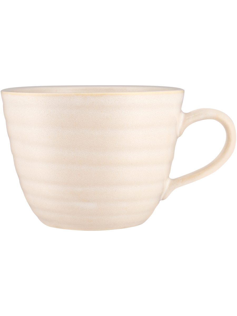 Textured Ribbed Wide Rim Ceramic Mug