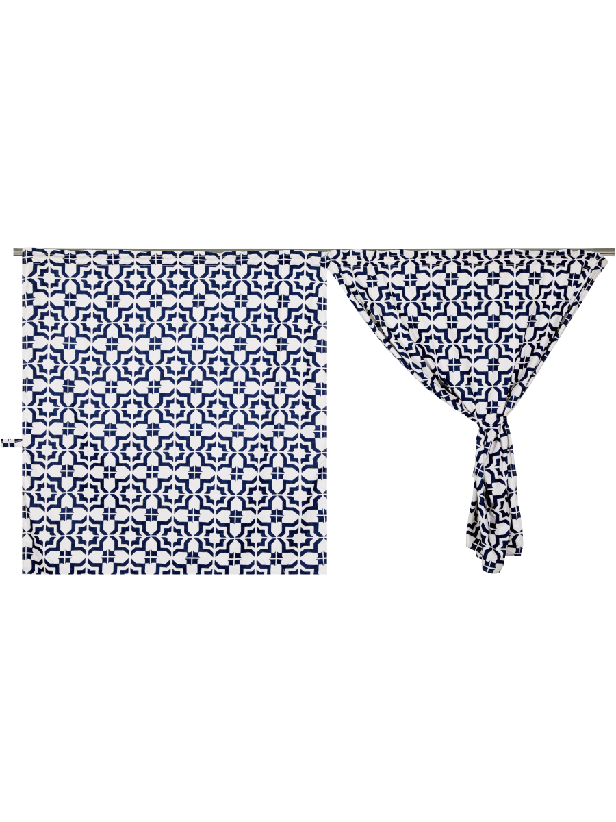 Tile Geo Taped Unlined Printed Café Curtain Set