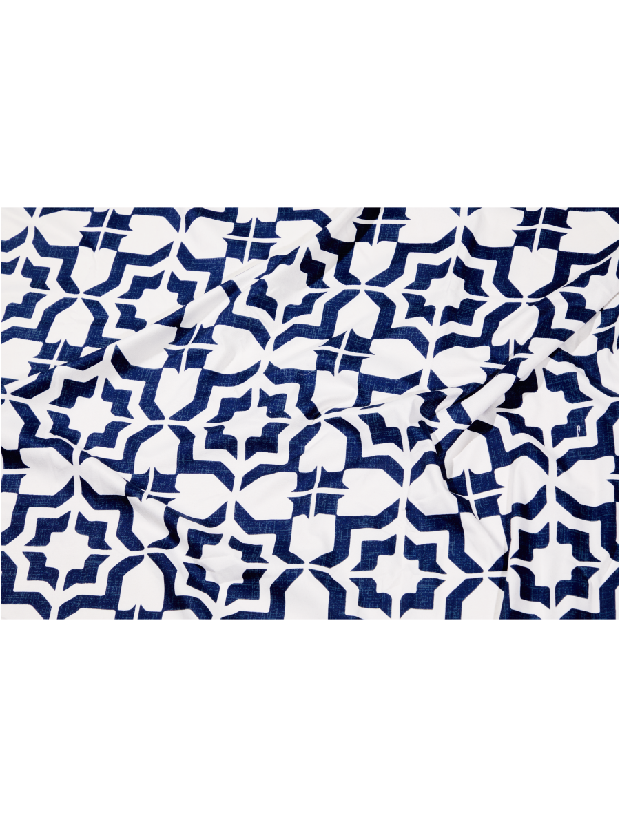 Tile Geo Taped Unlined Printed Café Curtain Set