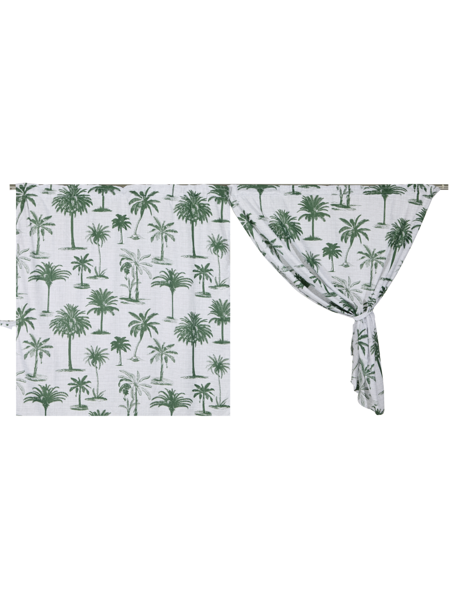 Kaiko Palm Taped Unlined Printed Café Curtain Set