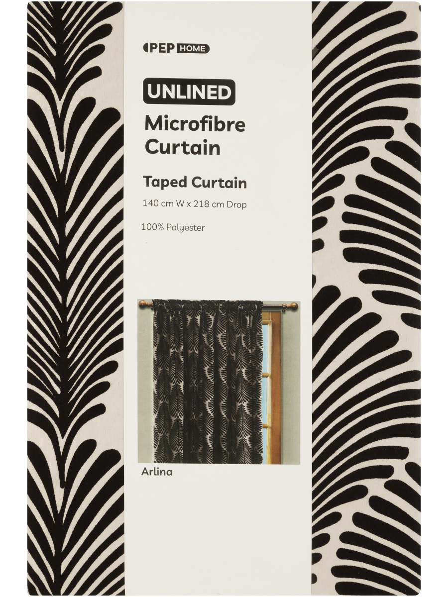 Unlined Microfibre Taped Curtain
