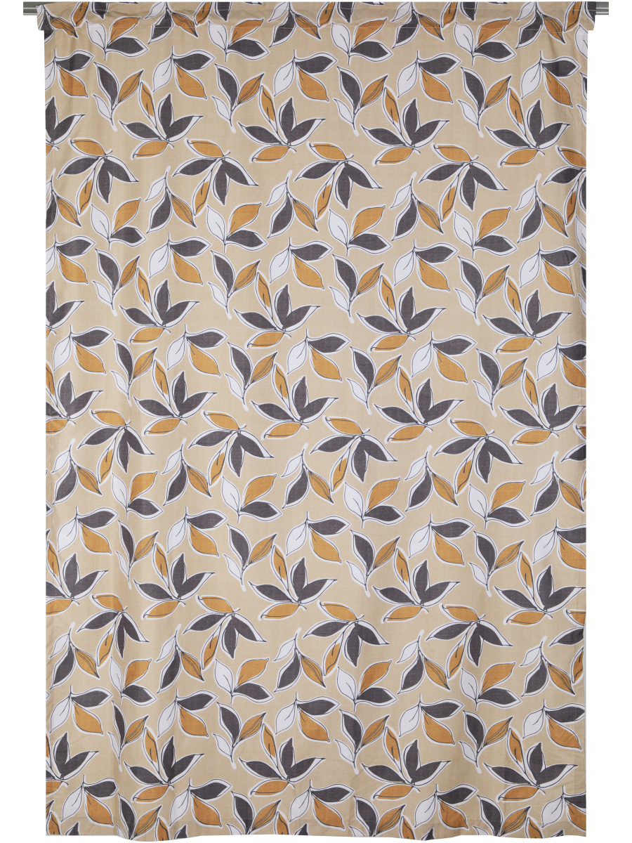 Natural Leaves Taped Unlined Microfiber Curtain