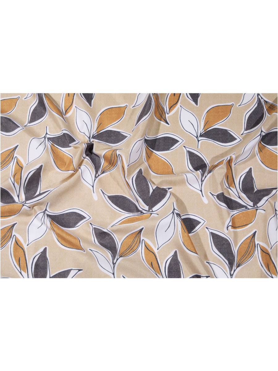 Natural Leaves Taped Unlined Microfiber Curtain
