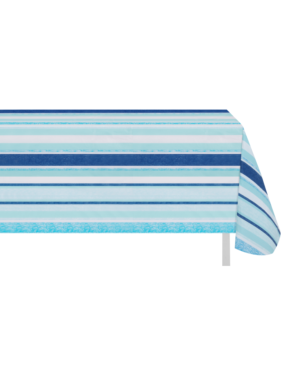 Blue Stripe Flannel Backed Tablecloth