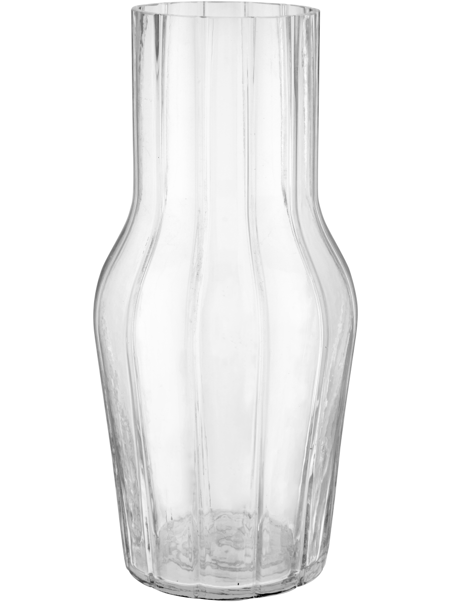 Curved Ribbed Glass Vase 10.5x12cm