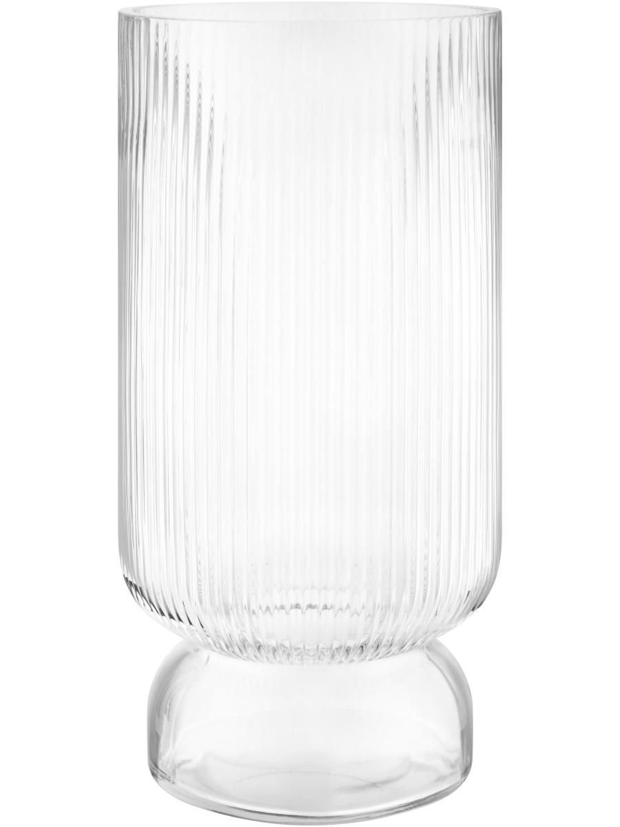 Ribbed Footed Glass Vase 14.5x12.5cm