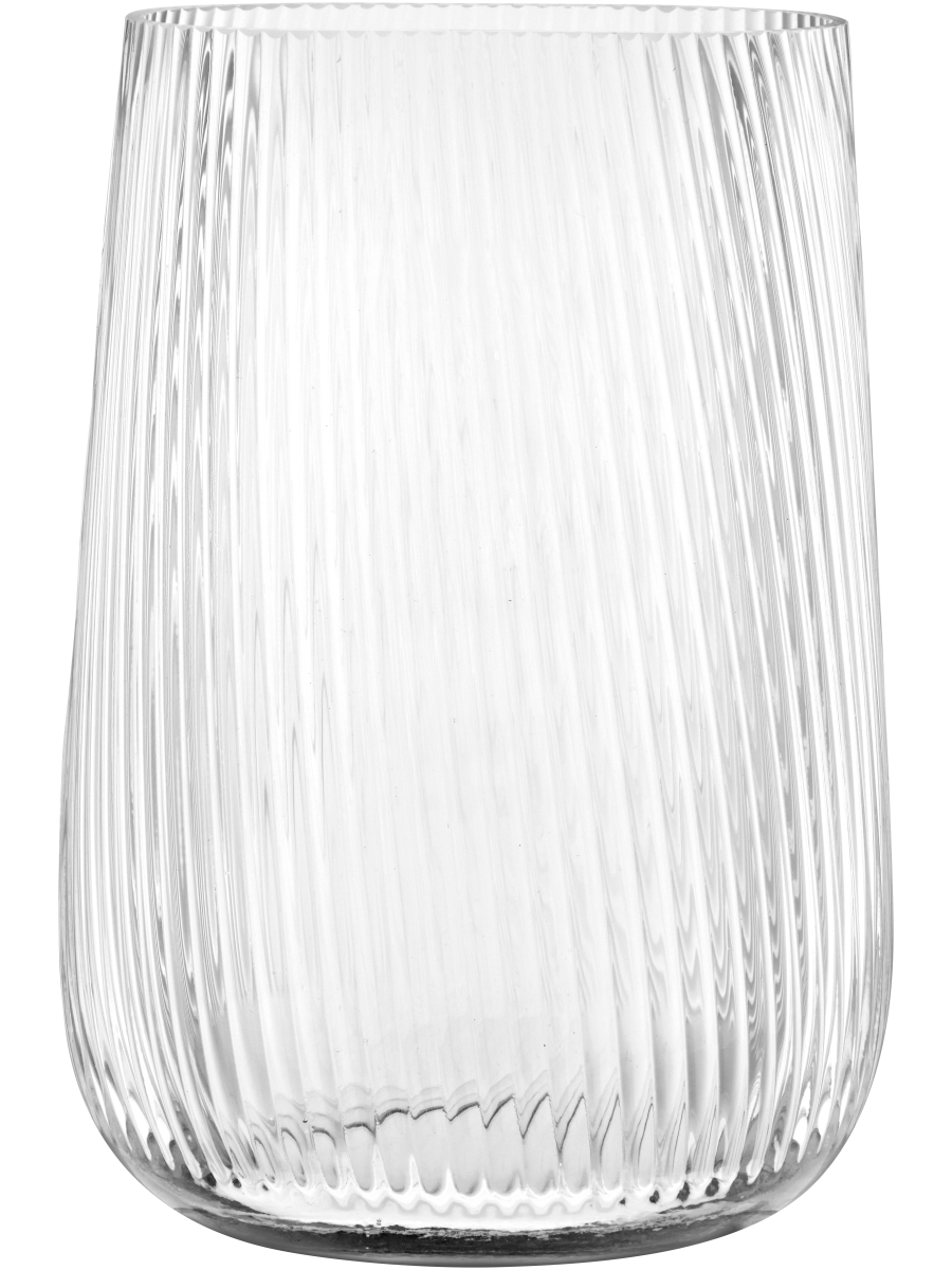 Ribbed Fluted Glass Vase 13.5x11cm