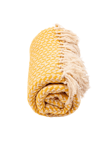 Yellow Poly Cotton Throw Blanket