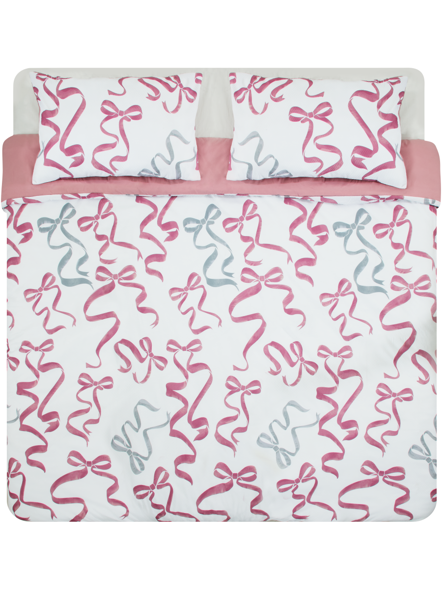 Bows Textured Duvet Cover Set Single