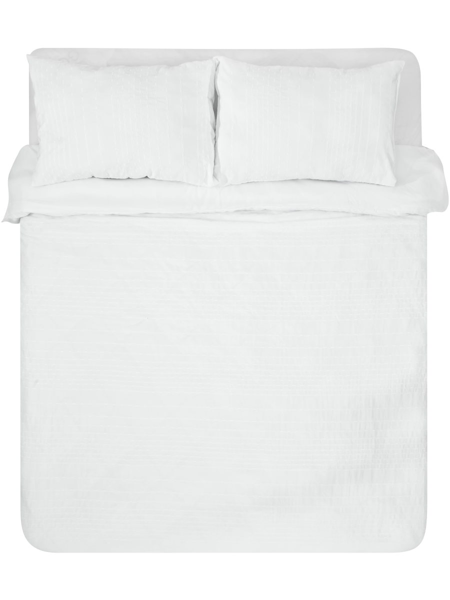 Embroidered Geo Textured Duvet Cover Set Queen