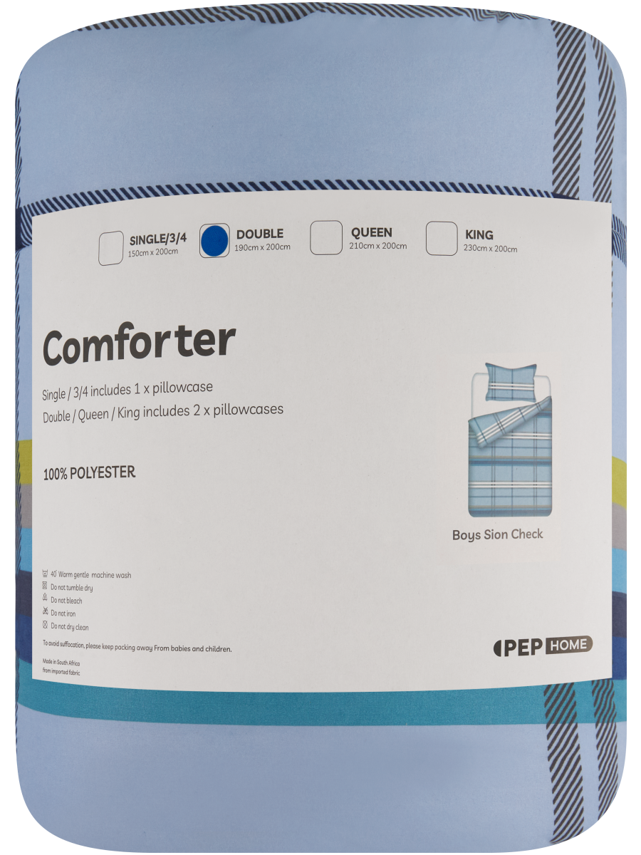 Double Bed Sion Check Microfibre Kids Comfort (1)